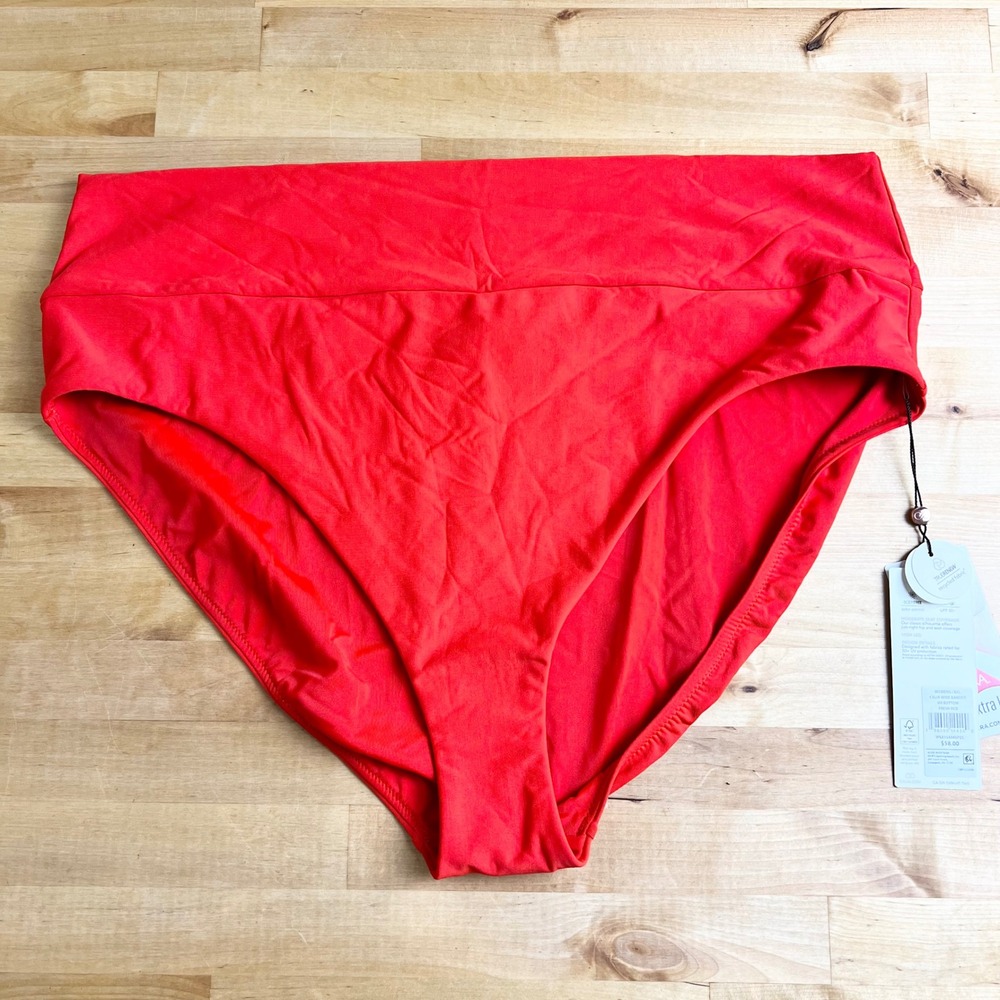 CALIA Swim Bottom Wide Banded High Rise Women Size XXL Fresh Red New UPF 50+
